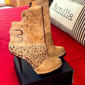 Jeffrey Campbell Studded Brown Heeled Boots